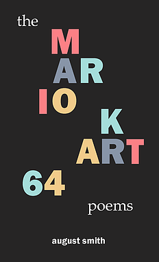 cover of the mario kart 64 poems book. nice pastel letters spread on the page.
